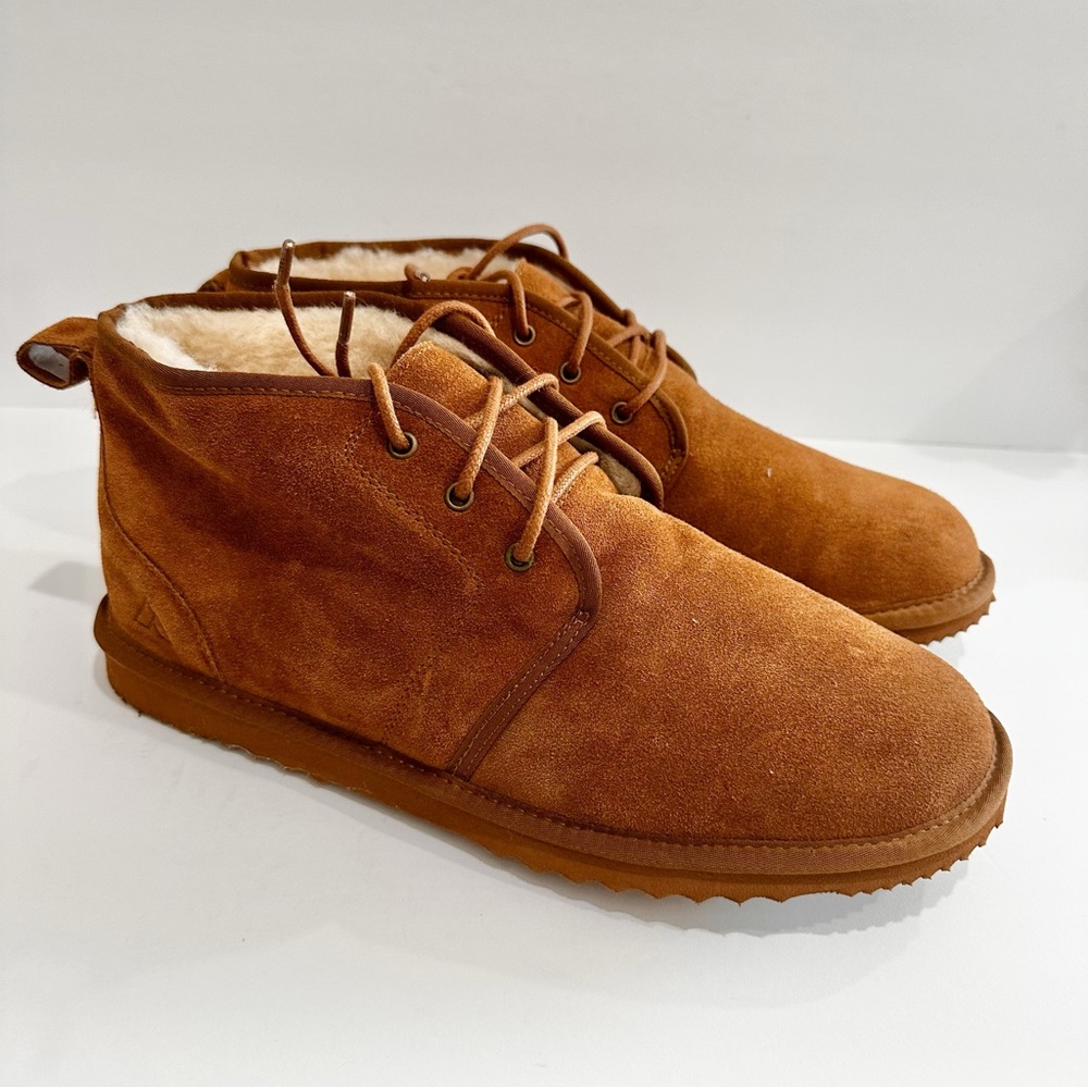 Alpine Design Men’s Leather Chukka Ankle Boots Sheepskin fur